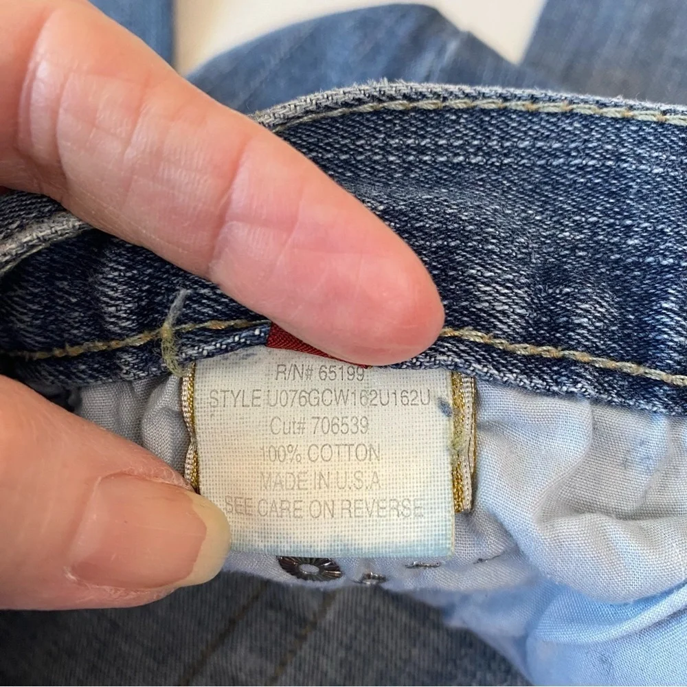 7 Seven For All Man Kind Women's Bootcut Distressed Embellished Blue Jeans Sz 28